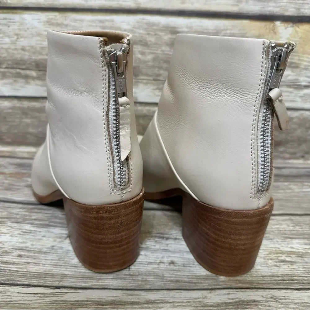 Nisolo Dari Boots Commuter Bone White Stacked Heel Size 8.5 Retro Western